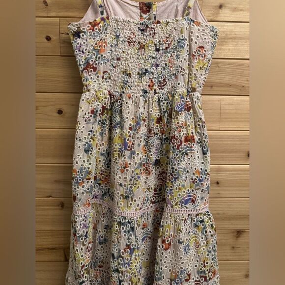 Evereve Size XS Lizzy Floral Eyelet Midi Button Spaghetti Strap Dress - Picture 10 of 13